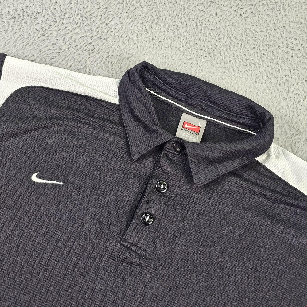 Nike Polo Shirt Mens Large Black White Colorblock Dri-FIT Golf Team Performance